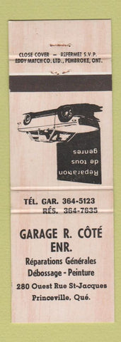 Matchbook Cover - Garage R Cote Princeville QC auto repair