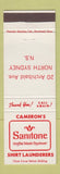 Matchbook Cover - Sanitone Laundry Cameron's North Sydney NS