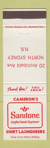 Matchbook Cover - Sanitone Laundry Cameron's North Sydney NS