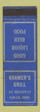 Matchbook Cover - Kramer's Grill Lorain OH