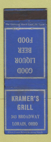 Matchbook Cover - Kramer's Grill Lorain OH