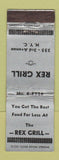 Matchbook Cover - Rex Grill New York City WEAR