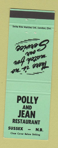 Matchbook Cover - Polly and Jean Restaurant Sussex NB GREEN