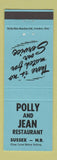 Matchbook Cover - Polly and Jean Restaurant Sussex NB BLUE