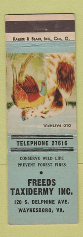 Matchbook Cover - Freeds Taxidermy Wanesboro VA