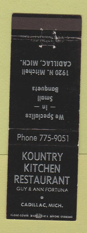 Matchbook Cover - Kountry Kitchen Restaurant Cadillac MI