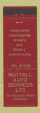 Matchbook Cover - Nuttall Auto Service Hastings New Zealand