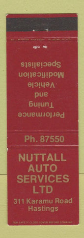 Matchbook Cover - Nuttall Auto Service Hastings New Zealand