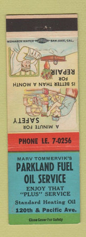 Matchbook Cover - Parkland Fuel Oil Marv Tommervik's WA?