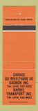 Matchbook Cover - Garage Du Boulevard De Gagnon Barbel Transport ORANGE