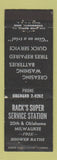 Matchbook Cover - Rack's Super Service oil gas Milwaukee WI WEAR
