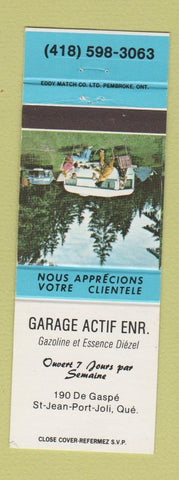 Matchbook Cover - Garage Actif oil gas St Jean Port Joli QC