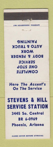 Matchbook Cover - Stevens and Hill Service oil gas auto repair Phoenix AZ