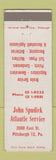 Matchbook Cover - John Spudick Atlantic oil gas auto repair Pittsburgh PA