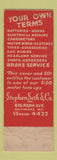 Matchbook Cover - Stephen Seth Auto Repair Baltimore MD WEAR