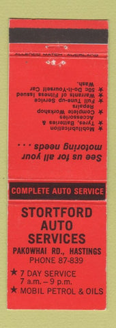 Matchbook Cover - Stortford Auto Services Hastings New Zealand