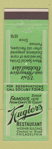 Matchbook Cover - Kugler's Restaurant Philadelphia PA