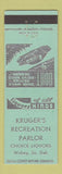 Matchbook Cover - Kruger's Recreation Parlor Welsey SD