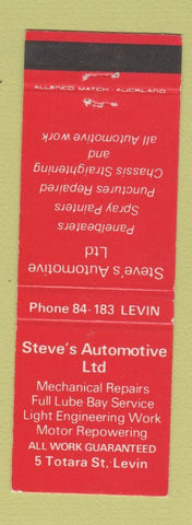 Matchbook Cover - Steve's Auto Repair body Levin New Zealand