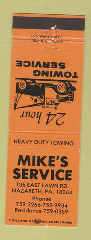 Matchbook Cover - Mike's Service Towing Nazareth PA