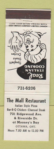 Matchbook Cover - Mall Restaurant Pizza Ottawa ON