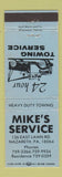 Matchbook Cover - Mike's Service Towing Nazareth PA BLUE
