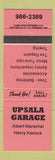 Matchbook Cover - Upsala Garage Albert Marechal Henry Kenuck NEON RED