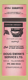 Matchbook Cover - Doug Swinn's Service repair Straffordville Tillsonburg ON RED