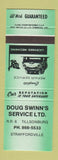 Matchbook Cover Doug Swinn's Service repair Straffordville Tillsonburg ON GREEN