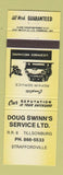 Matchbook Cover Doug Swinn's Service repair Straffordville Tillsonburg ON YELLOW
