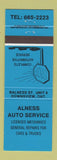 Matchbook Cover - Alness Auto Service Downsview ON
