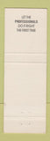 Matchbook Cover - Professional Repair Outlet Sacramento CA auto