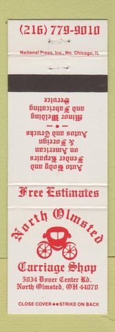 Matchbook Cover - North Olmsted Carriage Shop auto repair OH