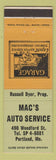 Matchbook Cover - Mac's Auto Service Portland ME