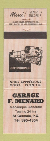 Matchbook Cover - Garage F Menard St Germain QC
