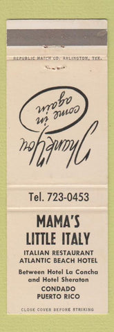 Matchbook Cover - Mama's Little Italy Restaurant Condado Puerto Rico