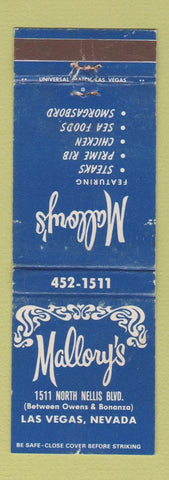Matchbook Cover - Mallory's Restaurant Las Vegas NV WORN