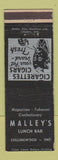 Matchbook Cover - Malley's Lunch Bar Collingwood ON WEAR