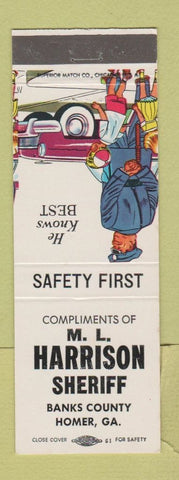 Matchbook Cover - ML Harrison Sheriff Election Banks County Home GA