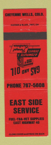 Matchbook Cover - East Side Service Cheyenne Wells Colorado oil gas