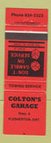 Matchbook Cover - Colton's Garage Flesherton ON RED WEAR