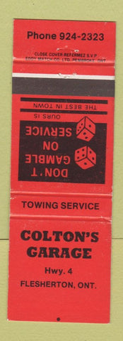 Matchbook Cover - Colton's Garage Flesherton ON RED WEAR