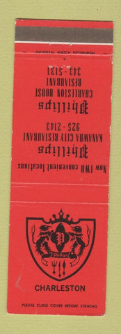 Matchbook Cover - Phillips Kanawha City Restaurant Charleston WV