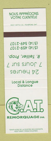 Matchbook Cover - CAT Remorquage Quebec QC SAMPLE