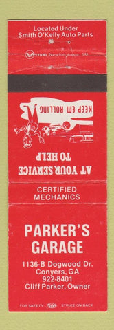 Matchbook Cover - Parker's Garage Conyers GA