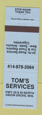 Matchbook Cover - Tom's Services Union Grove WI auto repair