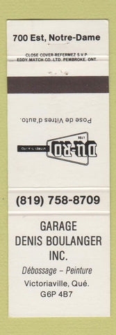 Matchbook Cover - Du Roy Garage Denis Boulanger Victoriaville QC