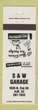 Matchbook Cover - S&W Garage Ajo AZ