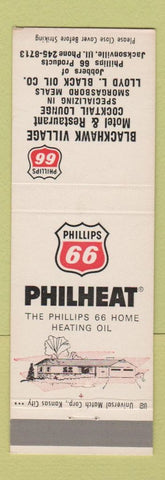 Matchbook Cover - Phillips 66 oil gas Blackahawk Village Motel Jacksonville IL