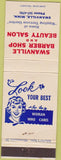 Matchbook Cover - Swanville Barber Shop Beauty Salon MN
